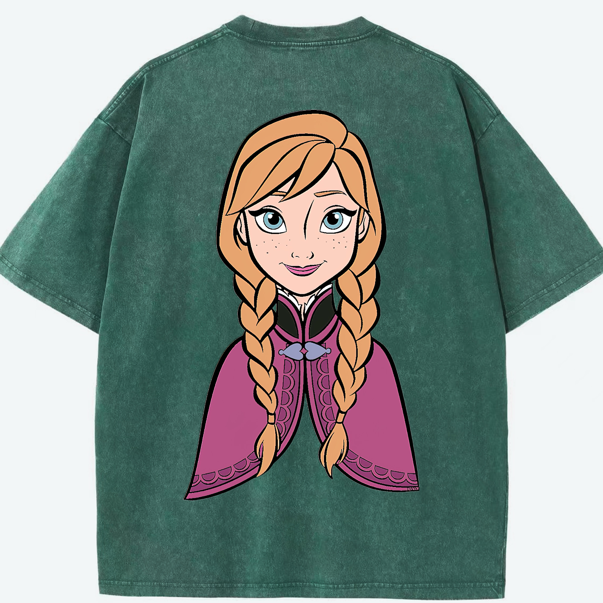 （画像用） アナと雪の女王 アンナ エルサ Frozen Anna Elsa 綿100% ヴィンテージ風 半袖Tシャツ（背面プリント）